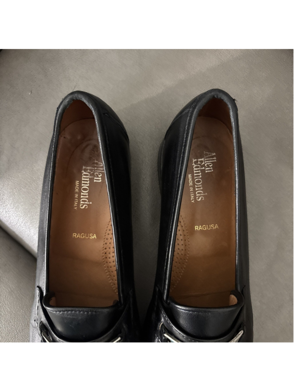Men’s Allen Edmonds Ragusa Black Leather Loafers 9.5 D Made in Italy Shoes - Picture 10 of 12